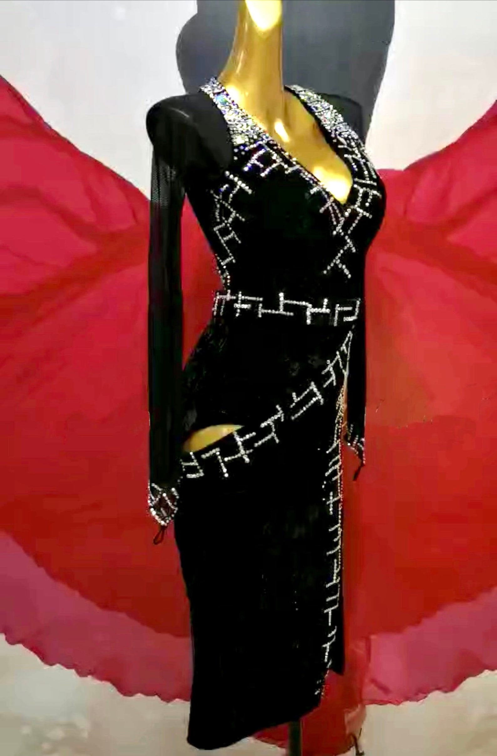 Brown Stretch Velvet Latin-Rhythm Dress-Fall Fantasia