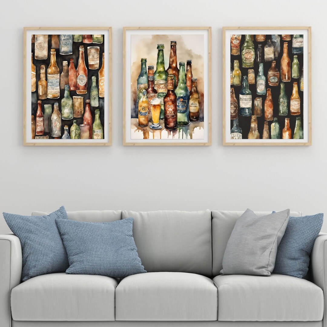 Beer Bottles Wall Art Printable Bottles Painting Etsy