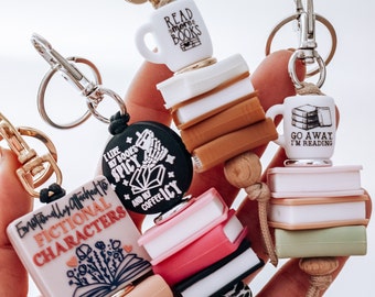 Stacked Books Keychain: Book Lover Gift, Teacher Appreciation
