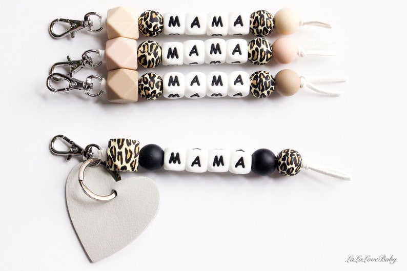 Personalized Keychain Beaded Leopard Keychain Diaper Bag Etsy