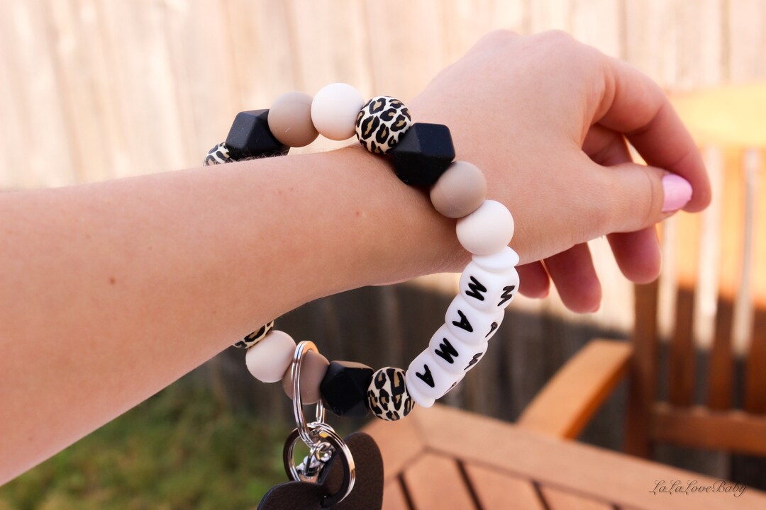 Personalized Keyring , Keychain Wristlet , Mama Bracelet , Cute