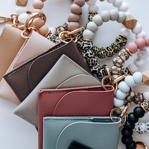 Brieftasche Schlüsselanhänger Armband-Set: Kunstleder Kartenhalter