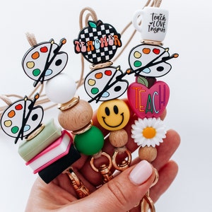Art Teacher Lanyard: Paint Palette Beaded ID Badge Holder
