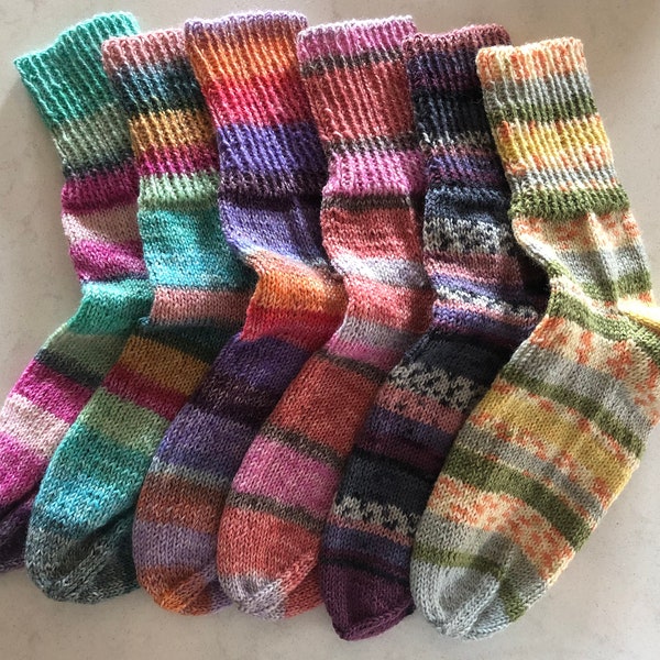 WOOL Socks, HAND KNIT, Washable, Comfortable, Thick &Soft, Breathable, various styles