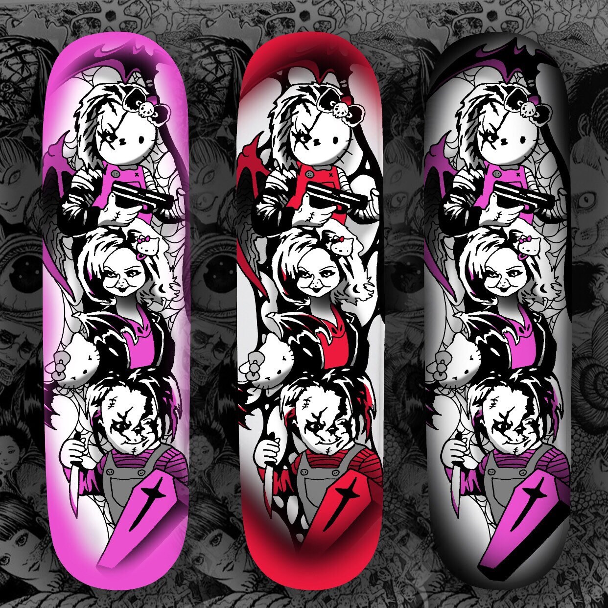 Hello Kitty/ Chucky Skateboard Deck FREE GRIP TAPE Etsy UK