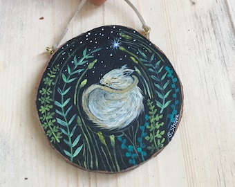 Original Fieldmouse Art - Cute Animal Painting - Painted Log Slice - Original Woodland Acrylic - Animal Art Gift -  Wildlife Wall Decor