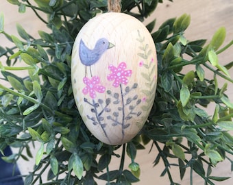 Easter Egg Decoration - Handpainted Easter Egg - Painted Wooden Egg - Easter Hanging Decoration - Easter Decor - Easter Egg Art
