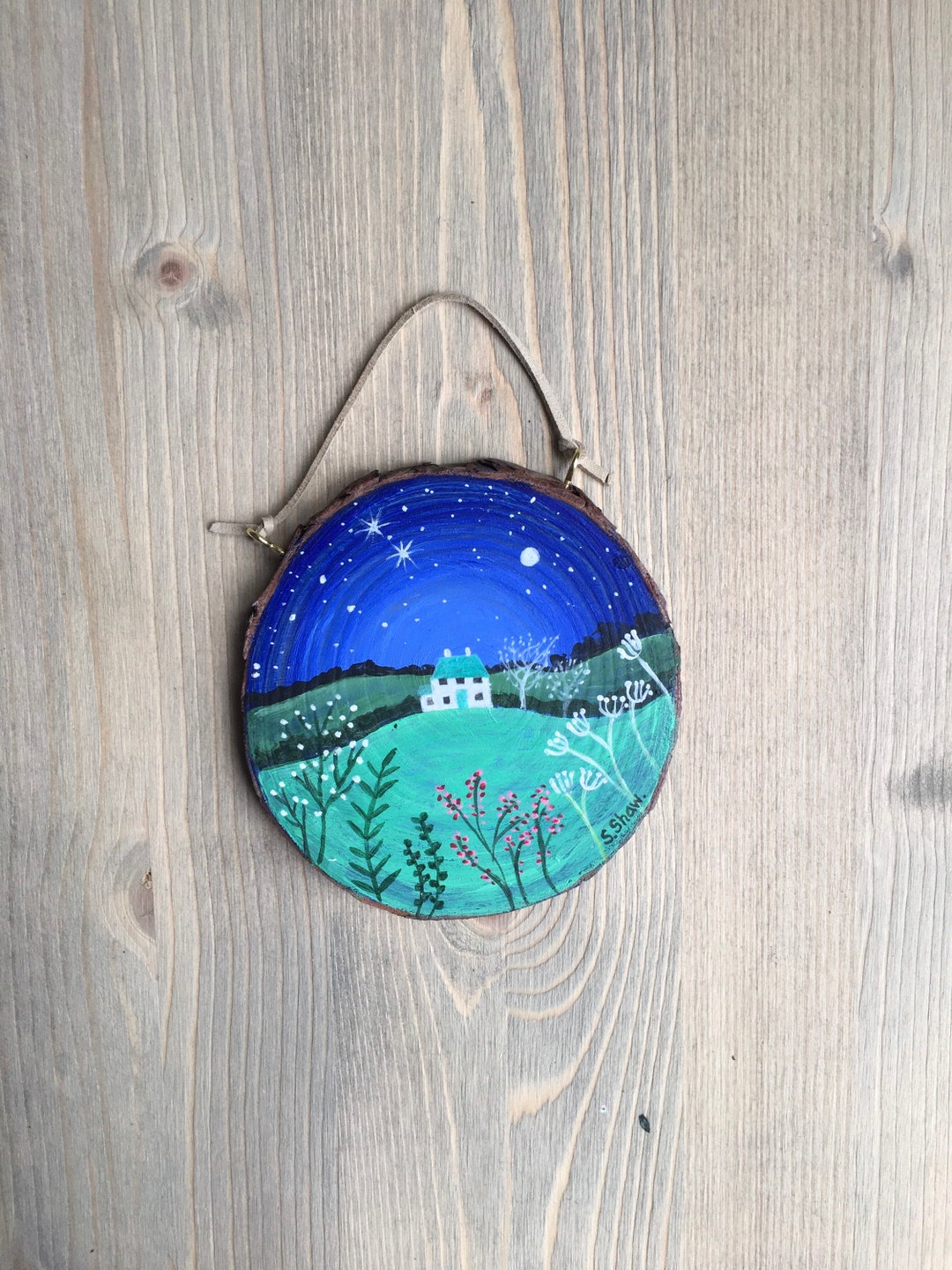 Country House Painting, Original Countryside Painting, Original Painting of House and Fields