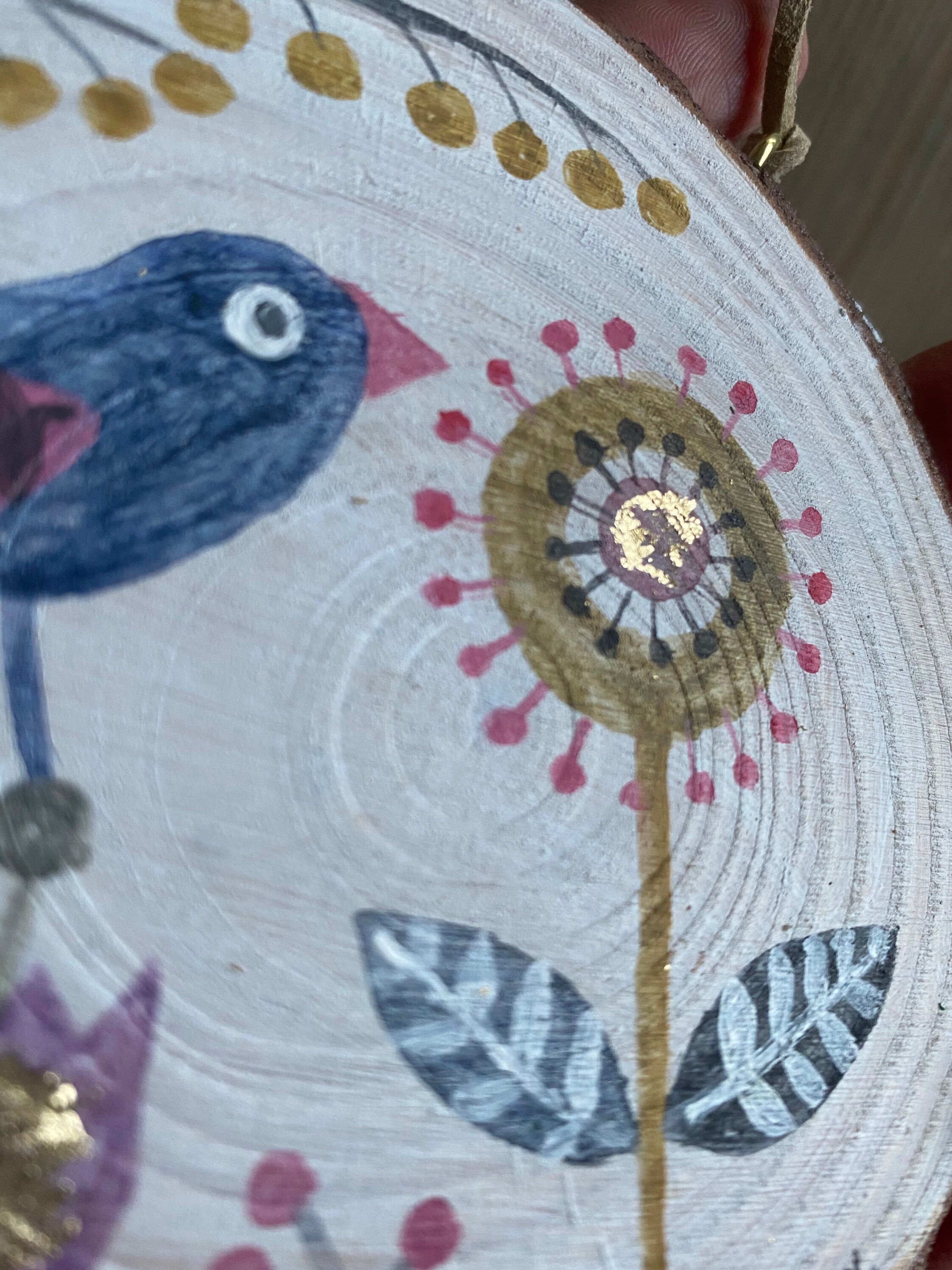 Original Bird Goldleaf Painting Gold Leaf Bird Folk Art Etsy