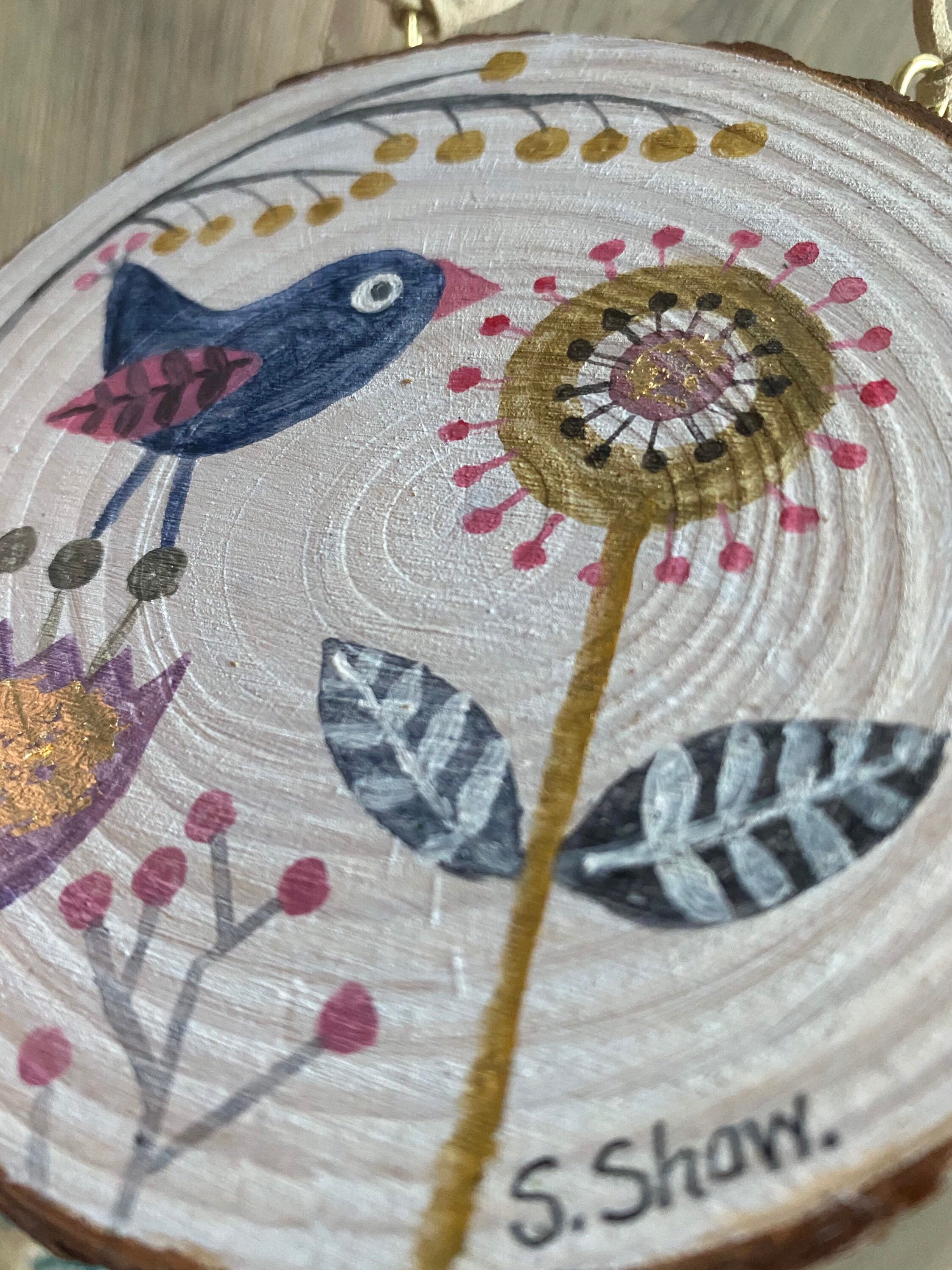 Original Bird Goldleaf Painting Gold Leaf Bird Folk Art Etsy