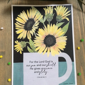 Regalo di girasole, stampa del versetto della Bibbia di girasoli, girasoli e versetto della Bibbia, girasoli e citazione, versetto biblico estivo, stampa del versetto della Bibbia