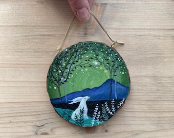 Hase Gemälde auf Holz - Kunst auf Holz - Original Hase Gemälde - Schrullig Kunst - Geschenk Hase - Einzigartige Kunst