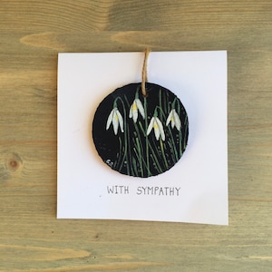 Carte de sympathie de perce-neige peinte à la main, carte de perce-neige, carte d'art originale, carte de sympathie unique, cadeau de sympathie, carte spéciale de sympathie