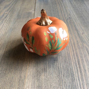 Orange painted pumpkin, orange hand painted pumpkin, orange pumpkin ornament, orange faux pumpkin, orange pumpkin decor, orange autumn