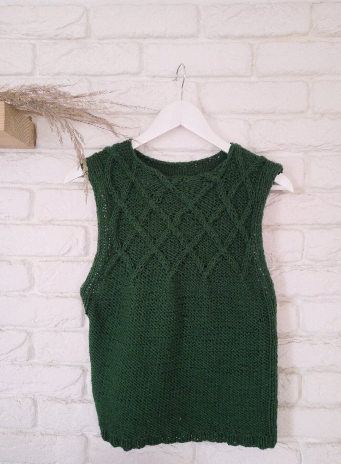 Knitted Green Vest. Wool Vest. Green Woman's Vest.stylish Women's