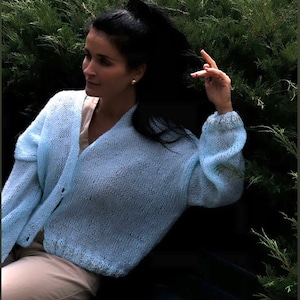 Delicate mint mohair cardigan. Handmade mint cardigan.