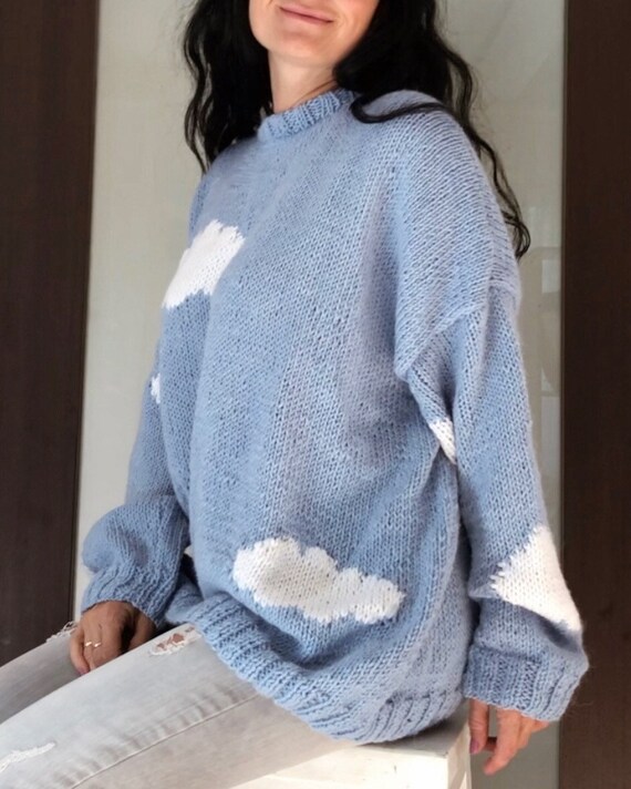 Cloud Sweater. Blue Sweater With Clouds. Romantic Sweater. -  Ireland