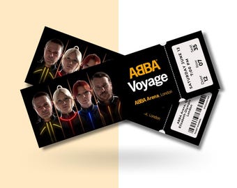 ABBA Voyage Customisable Printable Theatre Concert Ticket | Personalised Keepsake Editable Souvenir Surprise Gift Reveal West End Broadway