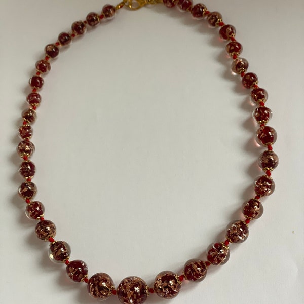 Collier en verre de Murano - Perles soufflées Millefiori - Perles de lampadaire - Verre de Venise authentique fait à la main - Bijoux Italie - Mosaïque - Millefiori