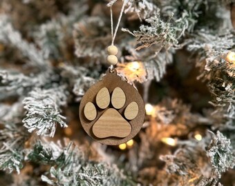 Pet ornaments- pet memorial ornaments- dog ornaments- cat ornaments - paw ornaments