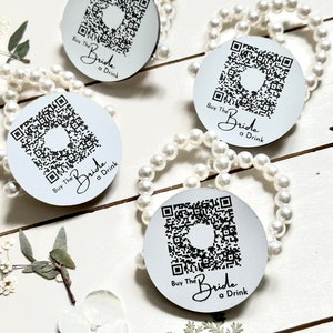 Bridesmaids bracelets, venmo bracelets, buy the bride a drink, bachelorette, venmo QR code