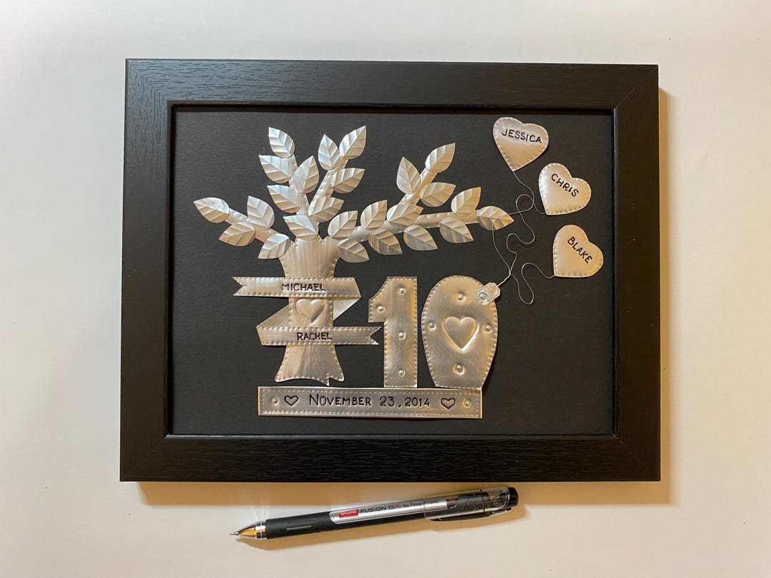 Personalized Tin 10th Anniversary Collage, Aluminum Wedding Gift ...