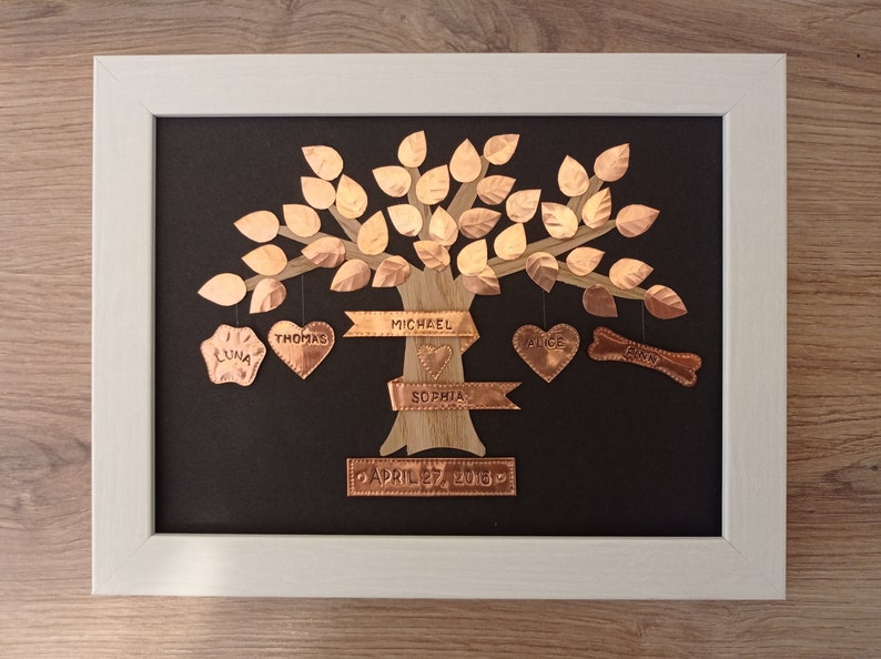 7 Years Wedding Anniversary Gift, Copper Anniversary, Oak tree, Copper Wedding gift, Copper tree, Gift for her, Gift for him image 3