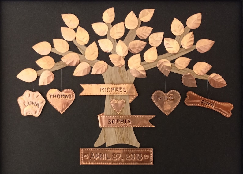 7 Years Wedding Anniversary Gift, Copper Anniversary, Oak tree, Copper Wedding gift, Copper tree, Gift for her, Gift for him image 1