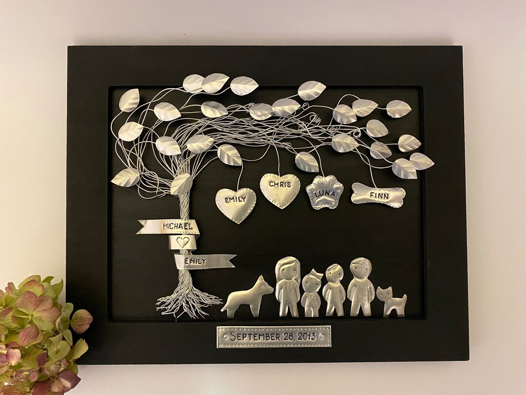 10 Years Wedding Anniversary Gift, Family Figures, Family Tree, Tin