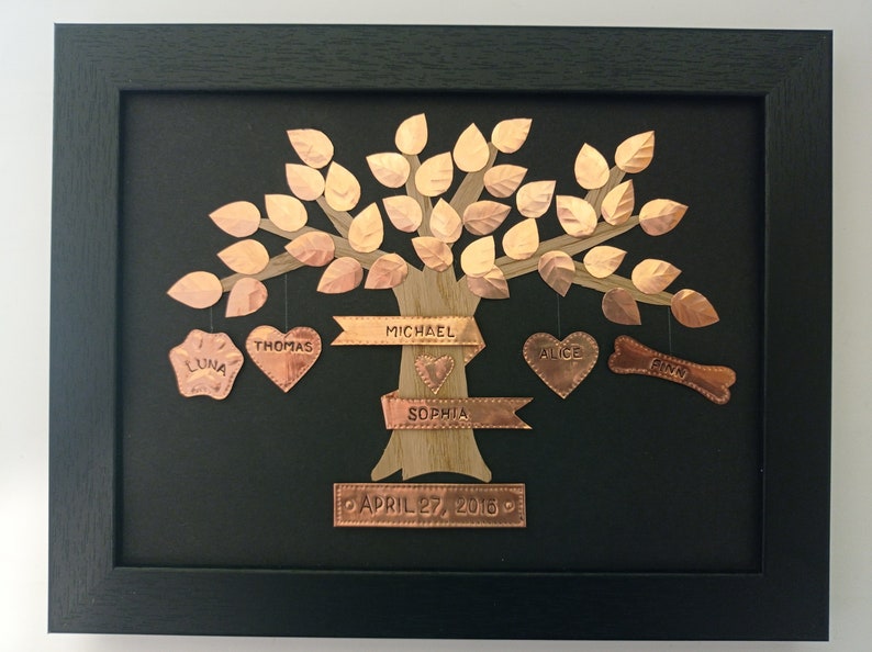 7 Years Wedding Anniversary Gift, Copper Anniversary, Oak tree, Copper Wedding gift, Copper tree, Gift for her, Gift for him image 2