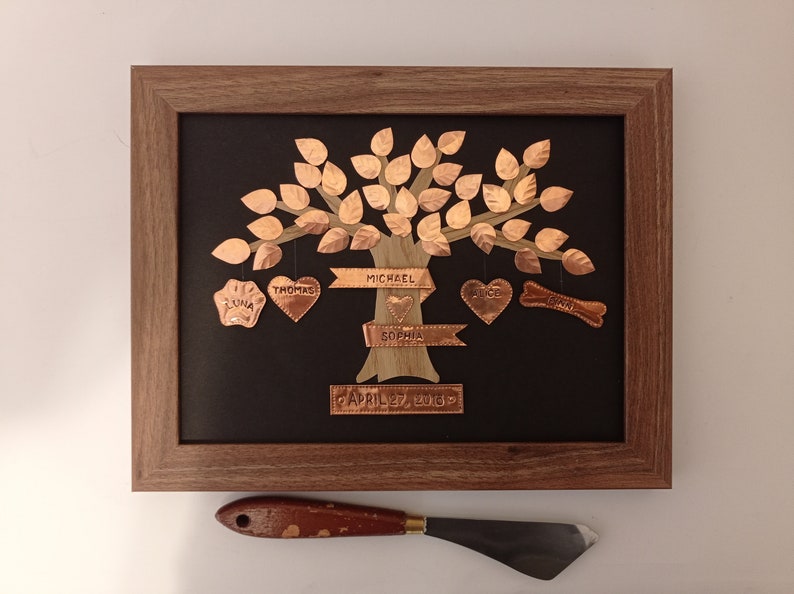7 Years Wedding Anniversary Gift, Copper Anniversary, Oak tree, Copper Wedding gift, Copper tree, Gift for her, Gift for him image 6