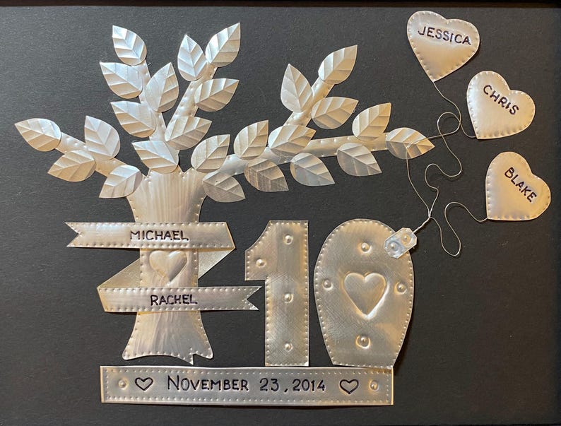 Personalized Tin 10th Anniversary Collage, Aluminum Wedding Gift ...