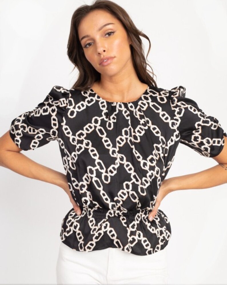Womens Chain Print Top Black