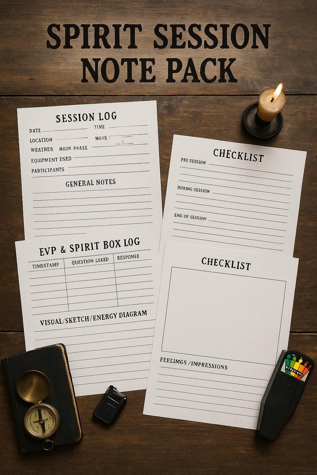 Spirit Session Note Pack – Printable Ghost Hunting Log, EVP Tracker ...
