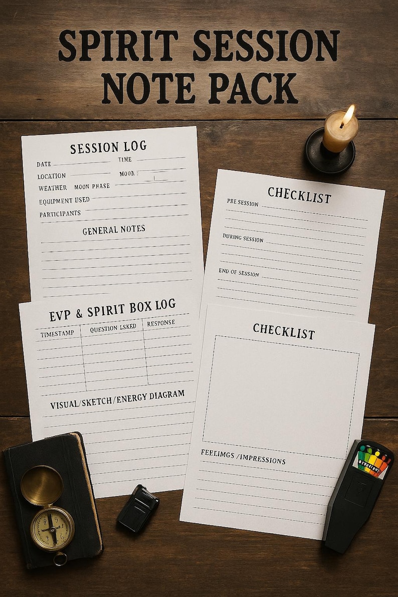 Spirit Session Note Pack – Printable Ghost Hunting Log, EVP Tracker ...