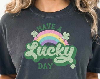 Lucky Day St Patricks T-Shirt, St Patricks day Shirt, Shamrock Lucky Shirt, Retro St Patricks day Shirt, Comfort Color