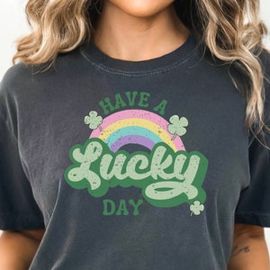 Lucky Day St Patricks T-Shirt, St Patricks day Shirt, Shamrock Lucky Shirt, Retro St Patricks day Shirt, Comfort Color