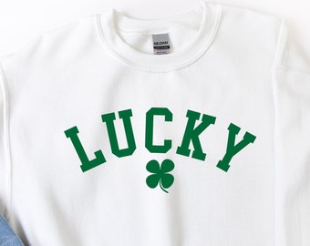 Womens St Patricks Day Sweatshirt: Lucky Shamrock Irish Shirt