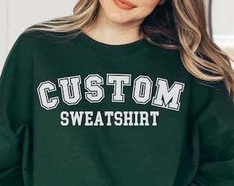 Personalisiertes Sweatshirt: Personalisierter Text oder Logo Rundhalsausschnitt für Männer und Frauen