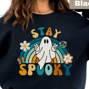 Retro Halloween Sweatshirt Spooky Halloween 70&#39;s Style Halloween Shirt Halloween Party Sweatshirt Work Halloween Sweater