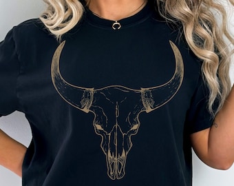 Cow Skull Graphic T-Shirt: Comfort Colors Rodeo Western Tee