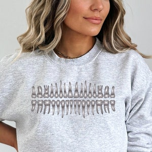 Zahnarzt Sweatshirt: Zähne Grafik Rundhals, Zahnarzt Geschenk