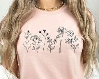 Wildflower Graphic T-Shirt: Botanical Floral Tee, Nature Lover Gift