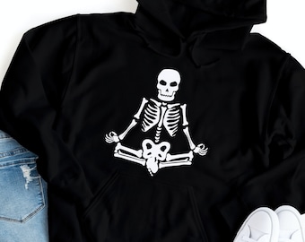 Meditating Skeleton Hoodie: Funny Yoga Lover Sweatshirt