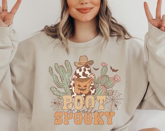 Western Halloween-sweater: laars Scootin spookachtig, retro-vintagestijl