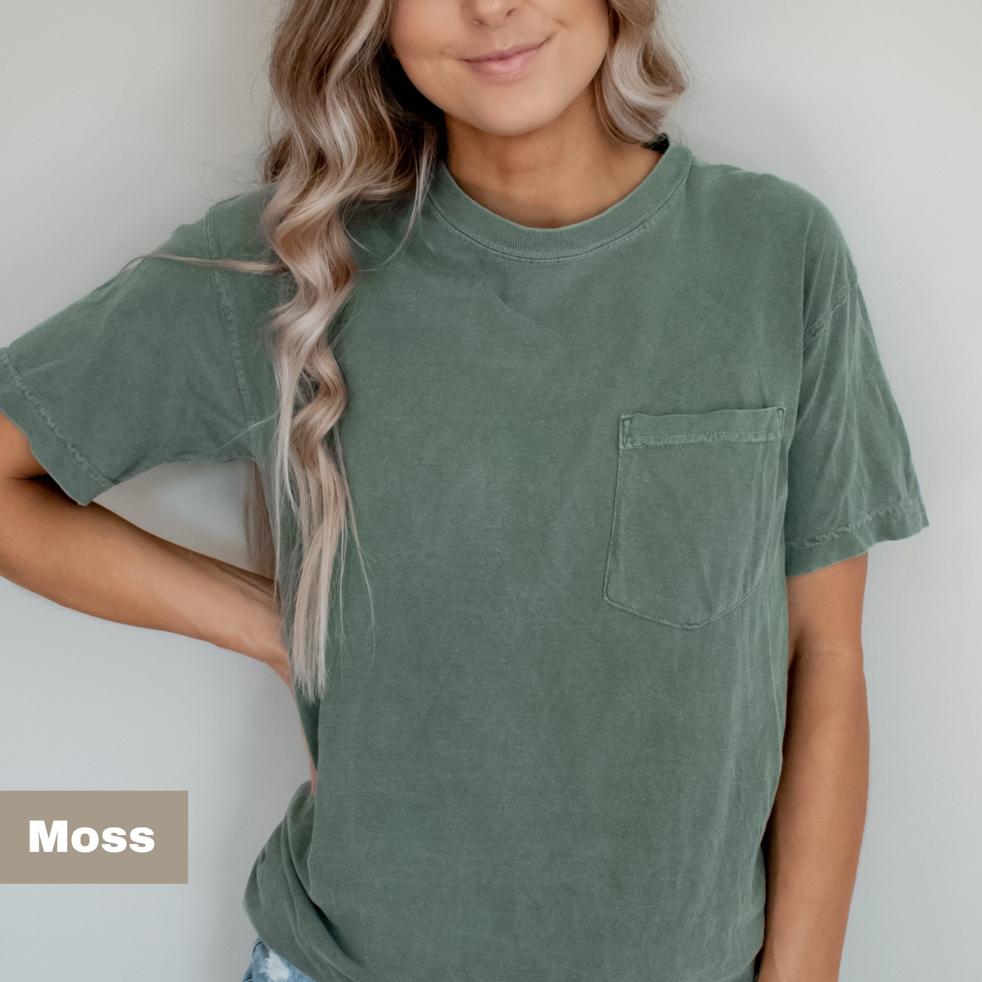Comfort Colors Pocket T-Shirt Pocket tee Oversized tshirt Unisex Tee %100 Cotton Shirt Trendy Soft Vintage TShirts Color Set 1
