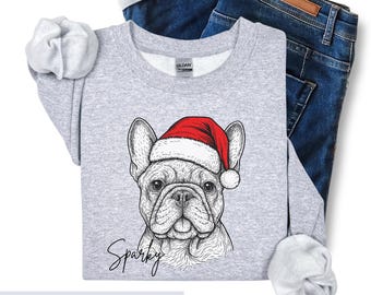 Individuelles Weihnachtsshirt für Hunde, Zeichnung einer Weihnachtsmütze für Hund oder Katze, personalisiertes Weihnachtsgeschenk, Haustierporträt