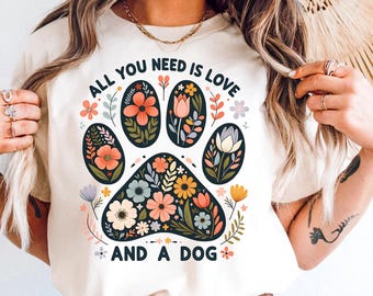 Blumen Pfotenabdruck Hundeliebhaber T-Shirt: Tierrettung Geschenk