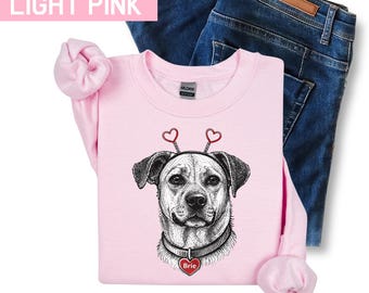 Individuell gestaltetes Valentinstags-Shirt für Hunde, Herzzeichnung von Hund oder Katze, personalisiertes Geschenk, Haustierporträt