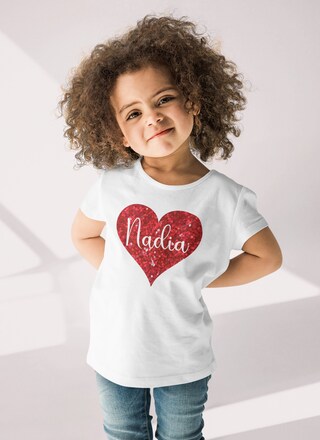 T-Shirt Donna Con Scollo A V E Cuori - Maglietta Grafica Primaverile A Maniche Corte - Casuale, Morbida, In Misto Cotone - Idea Regalo San Valentino